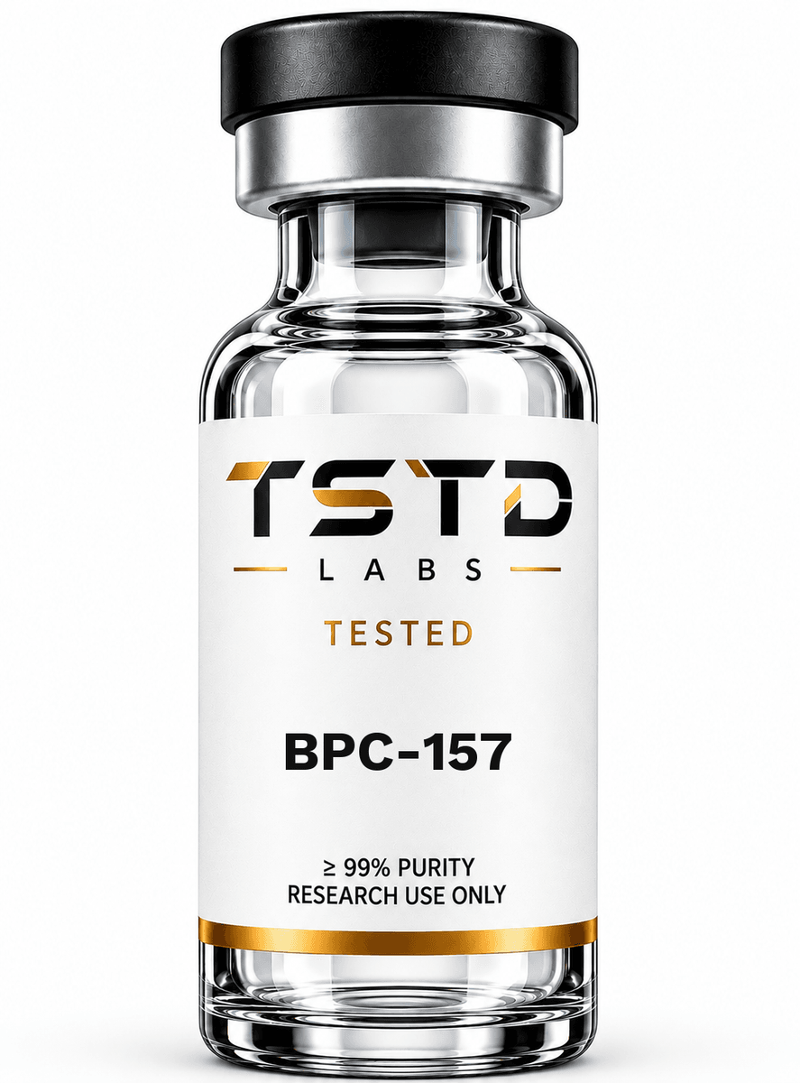 BPC-157 research product artwork, labeled for research use only