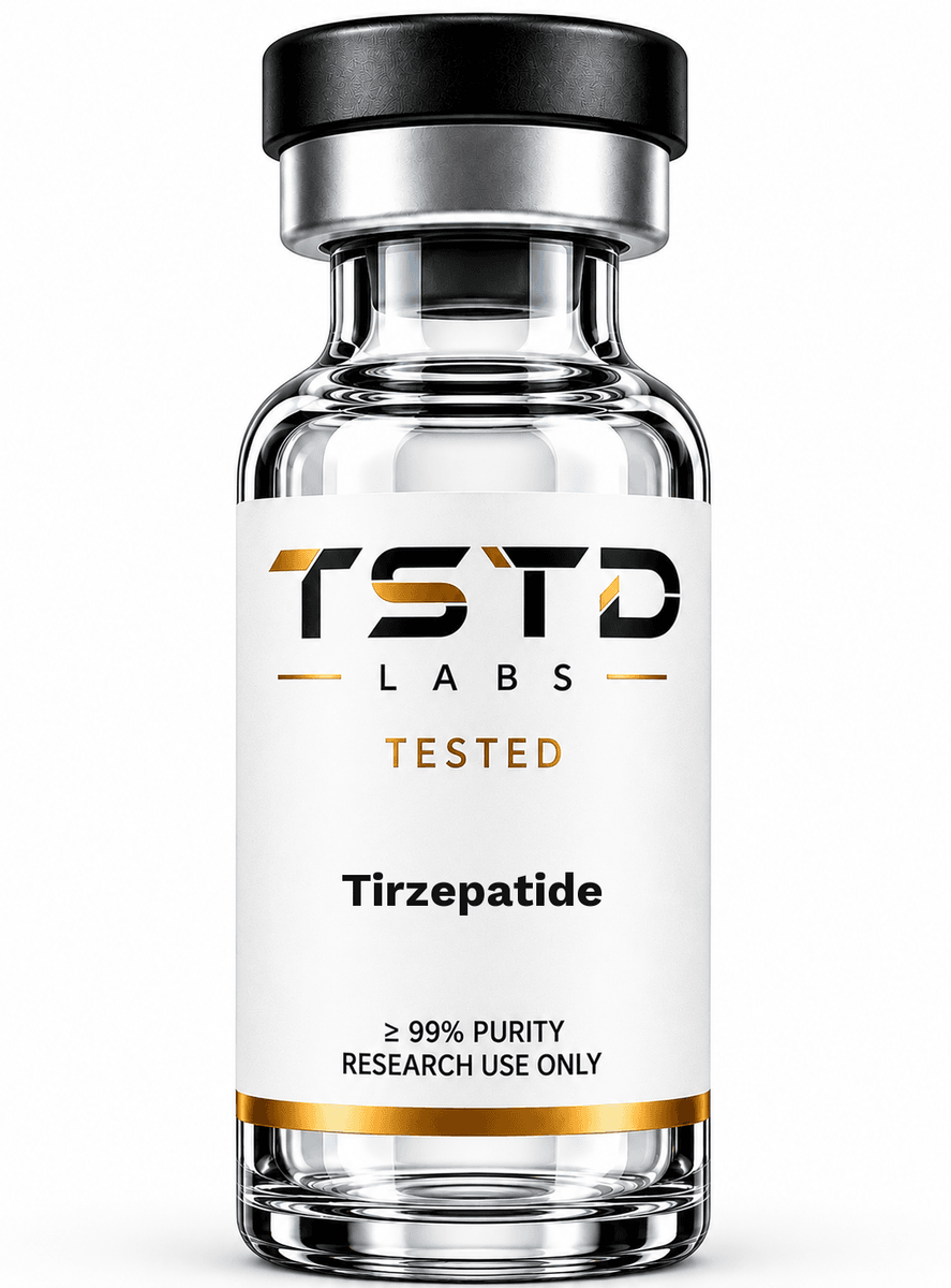 Tirzepatide research product artwork, labeled for research use only